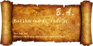 Balika Aurélián névjegykártya